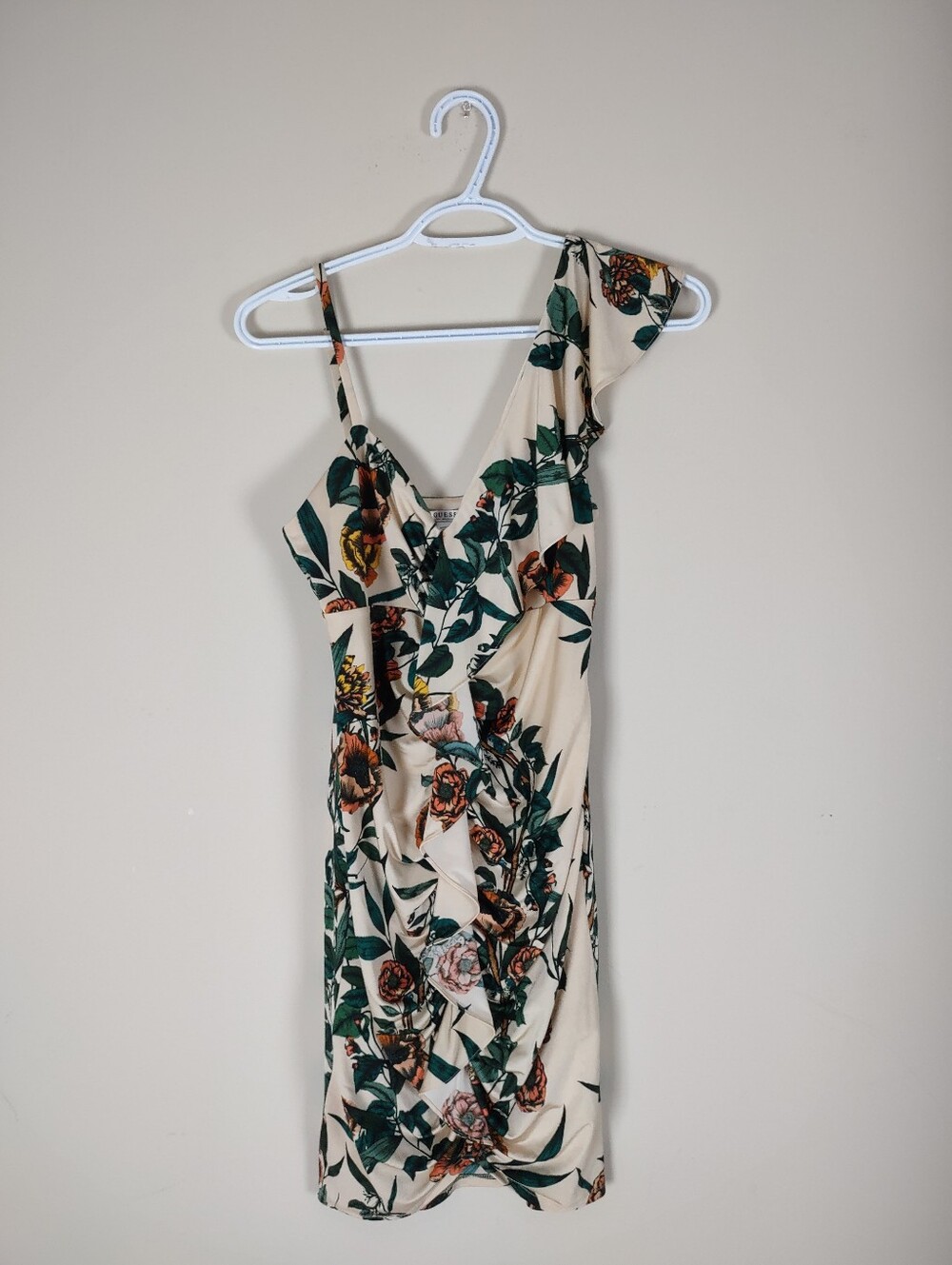Guess Los Angeles Floral One Shoulder Bodycon Mini Dress | Size Small